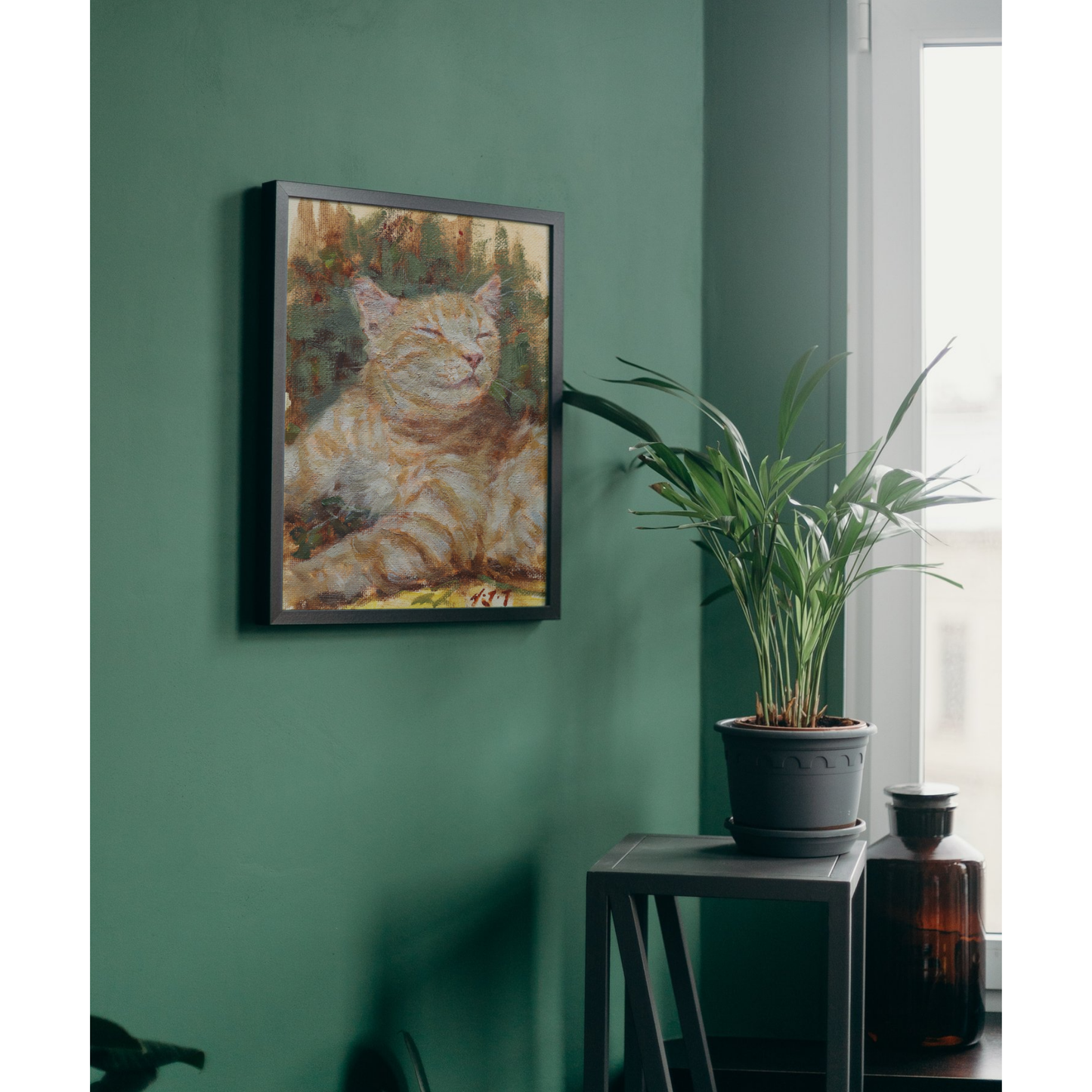 Content Ginger Cat-Oil Painting Original