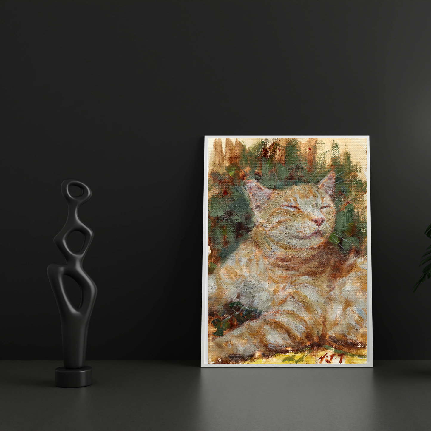 Content Ginger Cat-Oil Painting Original