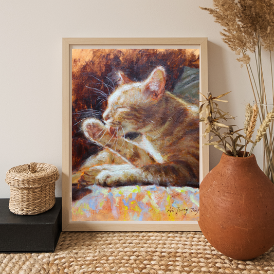 Grooming Ginger Cat
