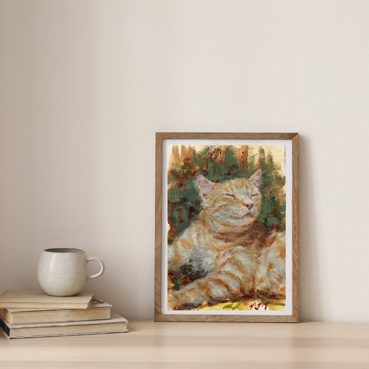 Content Ginger Cat-Oil Painting Original