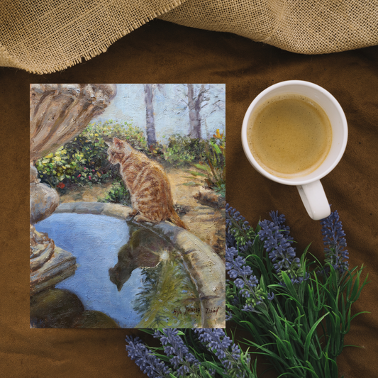 Ginger Cat On The Fountain